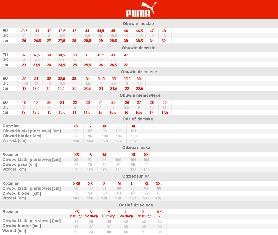 Tabela Rozmiarów Puma_Full